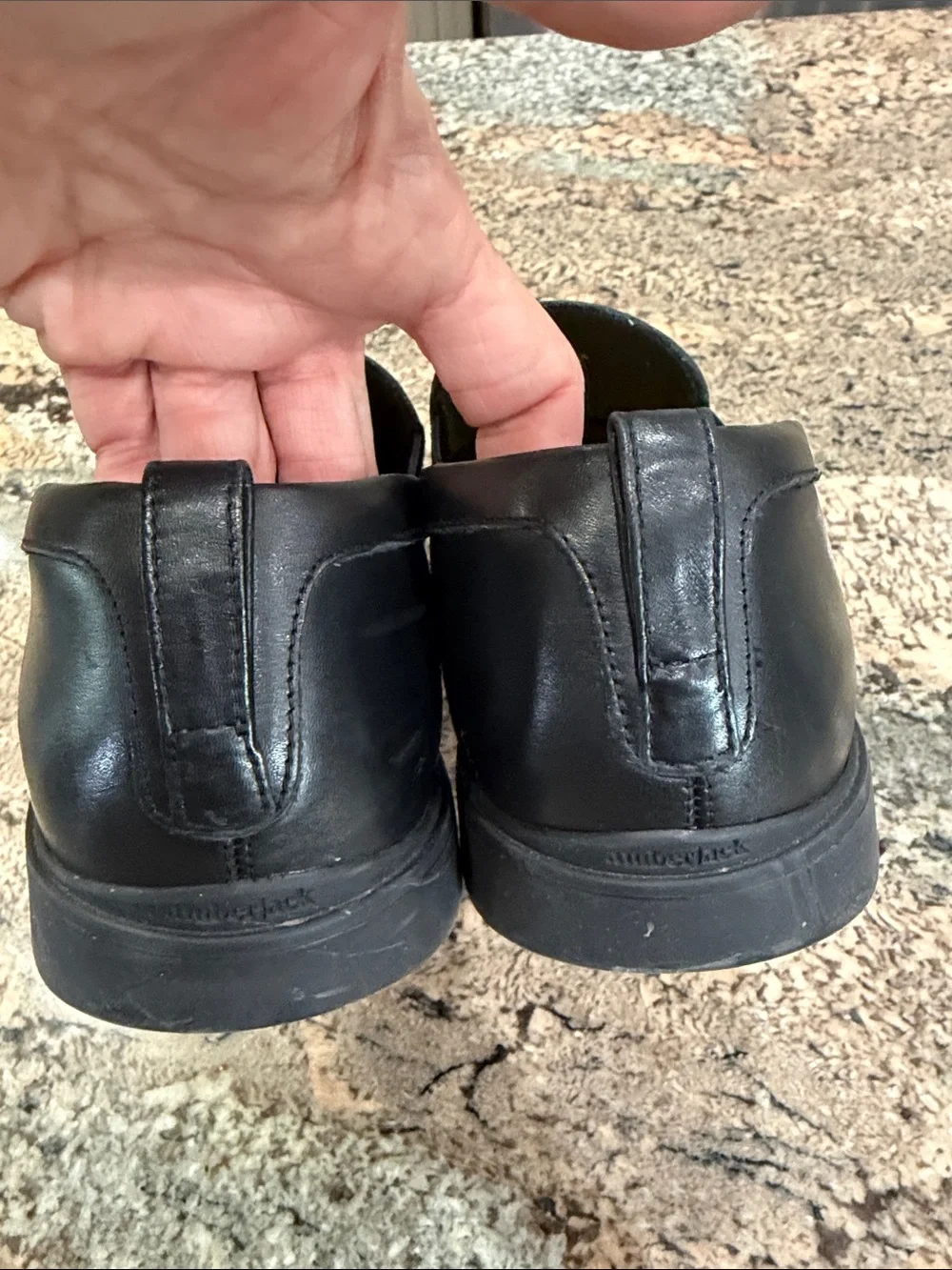 Men's Black Slip-On Leather Loafers with Yellow Insole